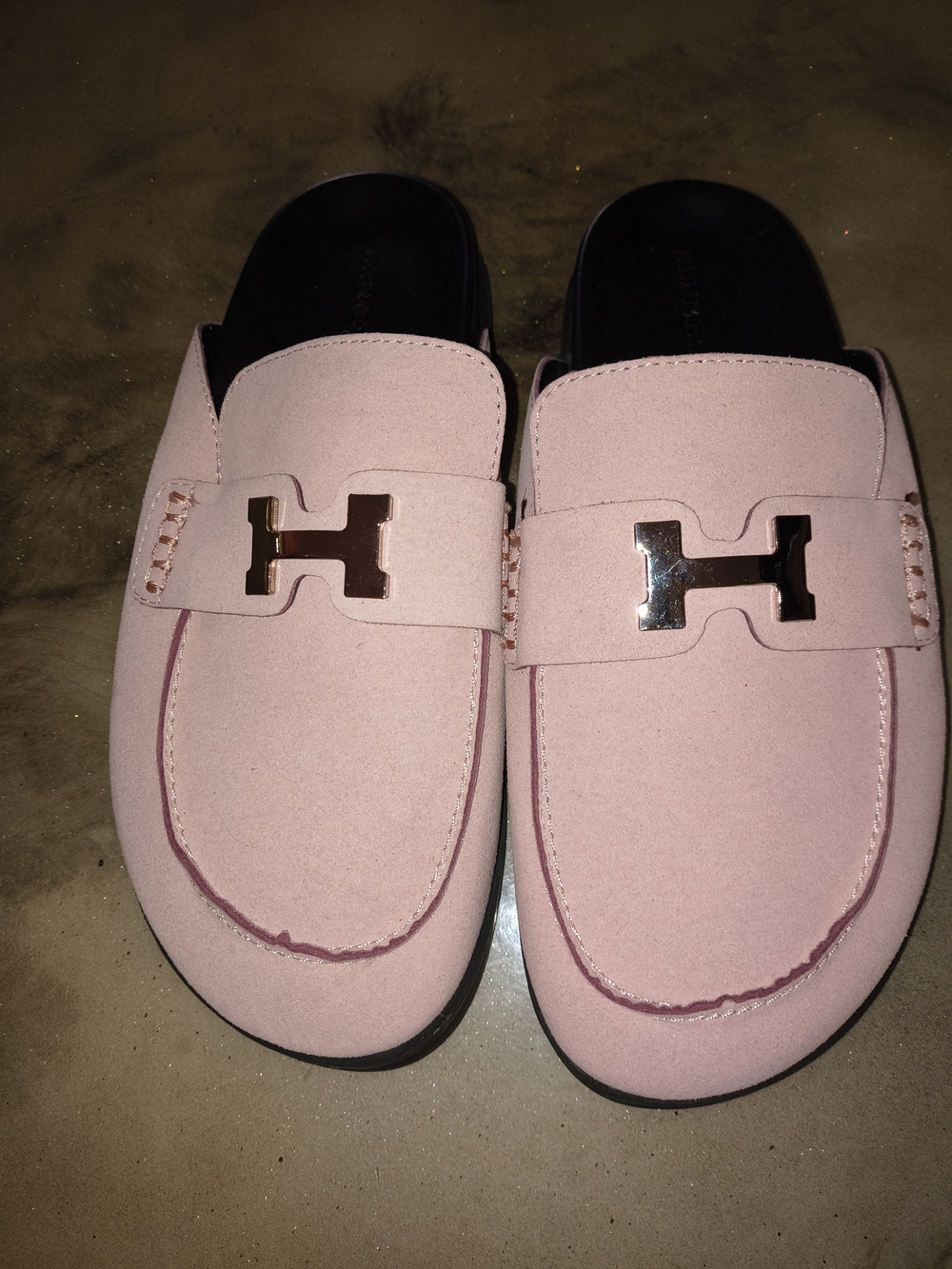 Women's Pink Slip-On Loafers with Silver Metal Accent